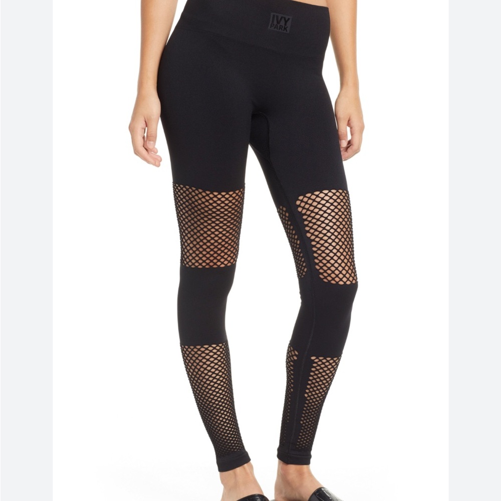 IVY PARK Black Mesh Panel Leggings - Picture 2 of 6